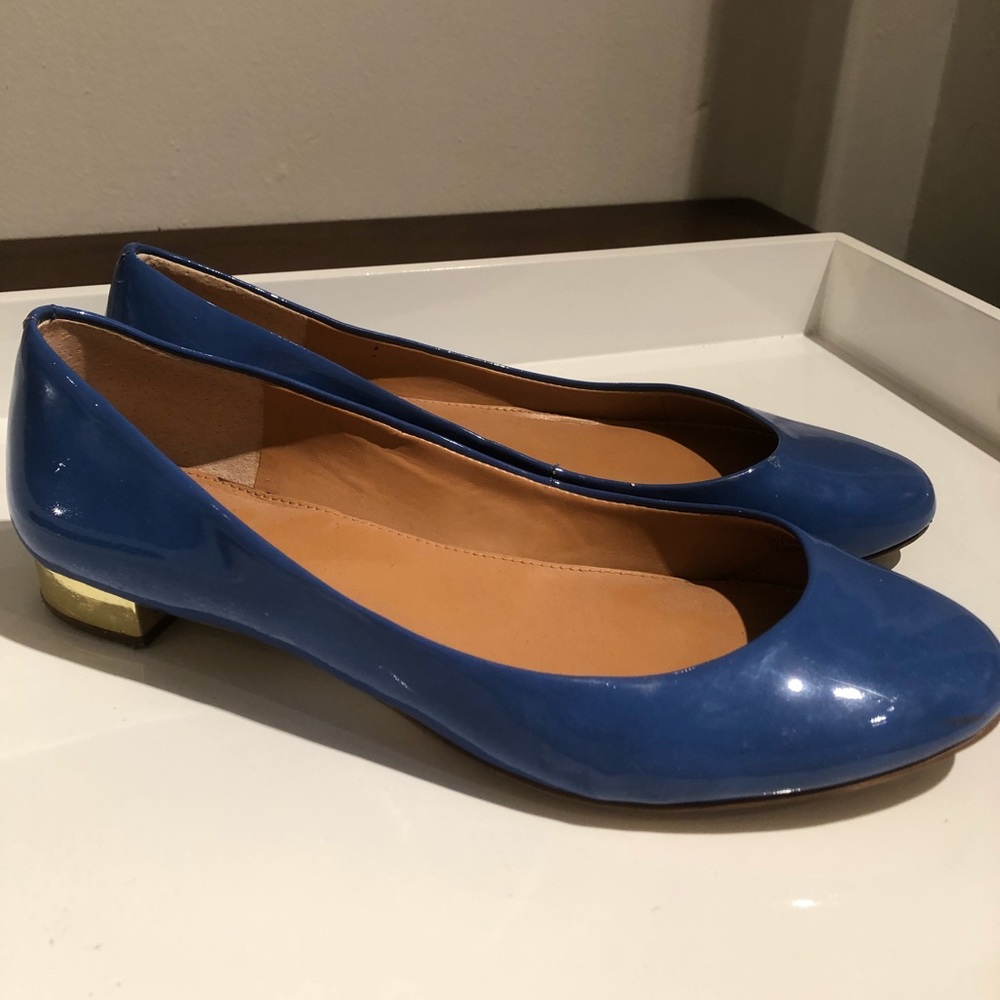 J. Crew Blue Patent Leather Shoes